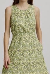 [S25E06] Tailliertes Jersey-Kleid (summer leafs)